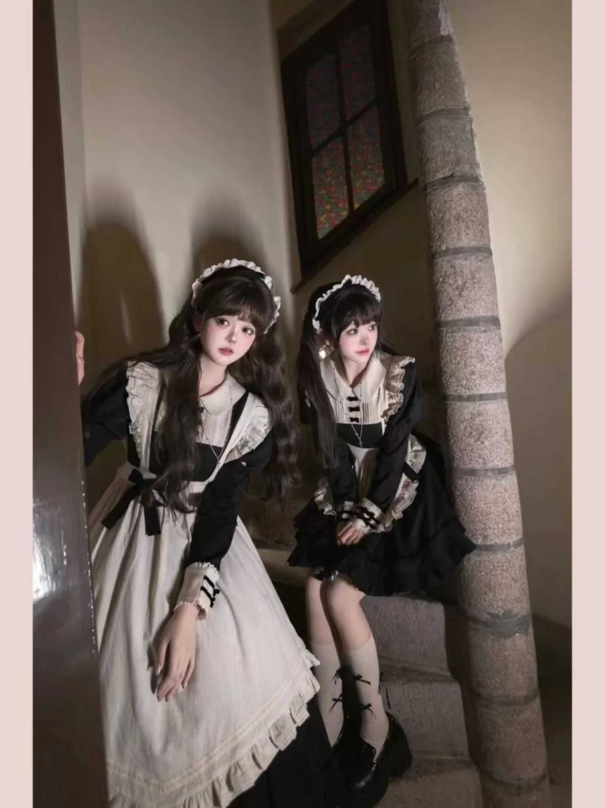 Festival Cosplay Costume Cos Maid Outfit Maid Dress Apron Dress Girls Anime Expo Skirt Black Dress Housemaid Dress Servant Suit