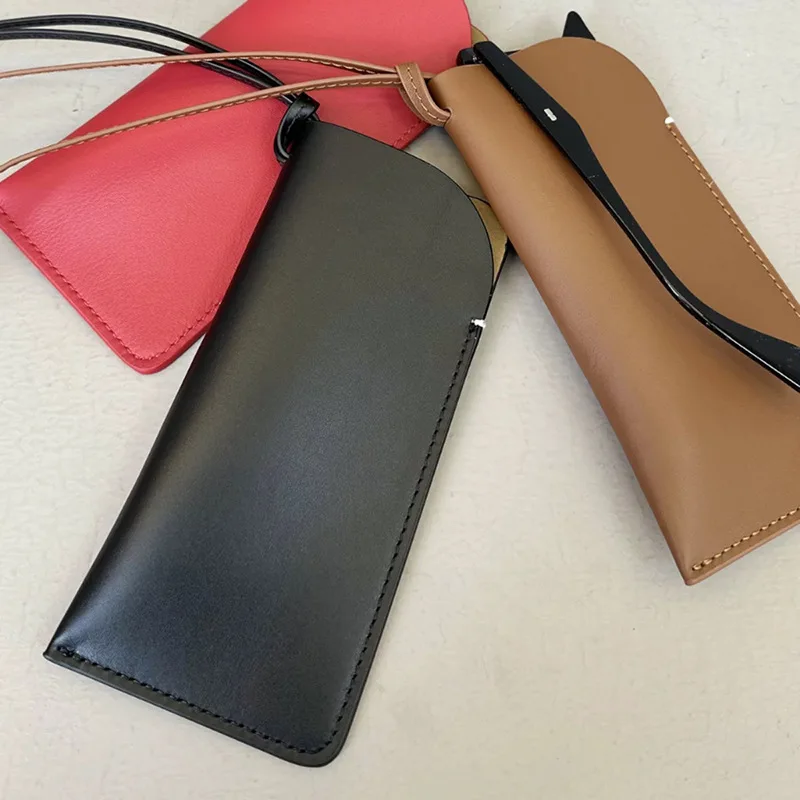 

PU Leather Outdoor Glasses Storage Bag Hanging Neck Glasses Case Sunglasses Storage Clip Solid Color Eyewear Bag