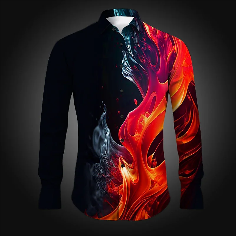 Fashionable men's casual shirts colorful graffiti soft and comfortable street outdoor 2024 new splash ink men's tops plus size