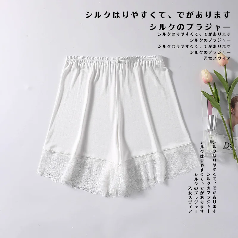 Birdtree Real Silk Safety Shorts Large Size Anti-Exposure Insurance Lace Pants Bottoming Three-Point Panties Single P41467QM