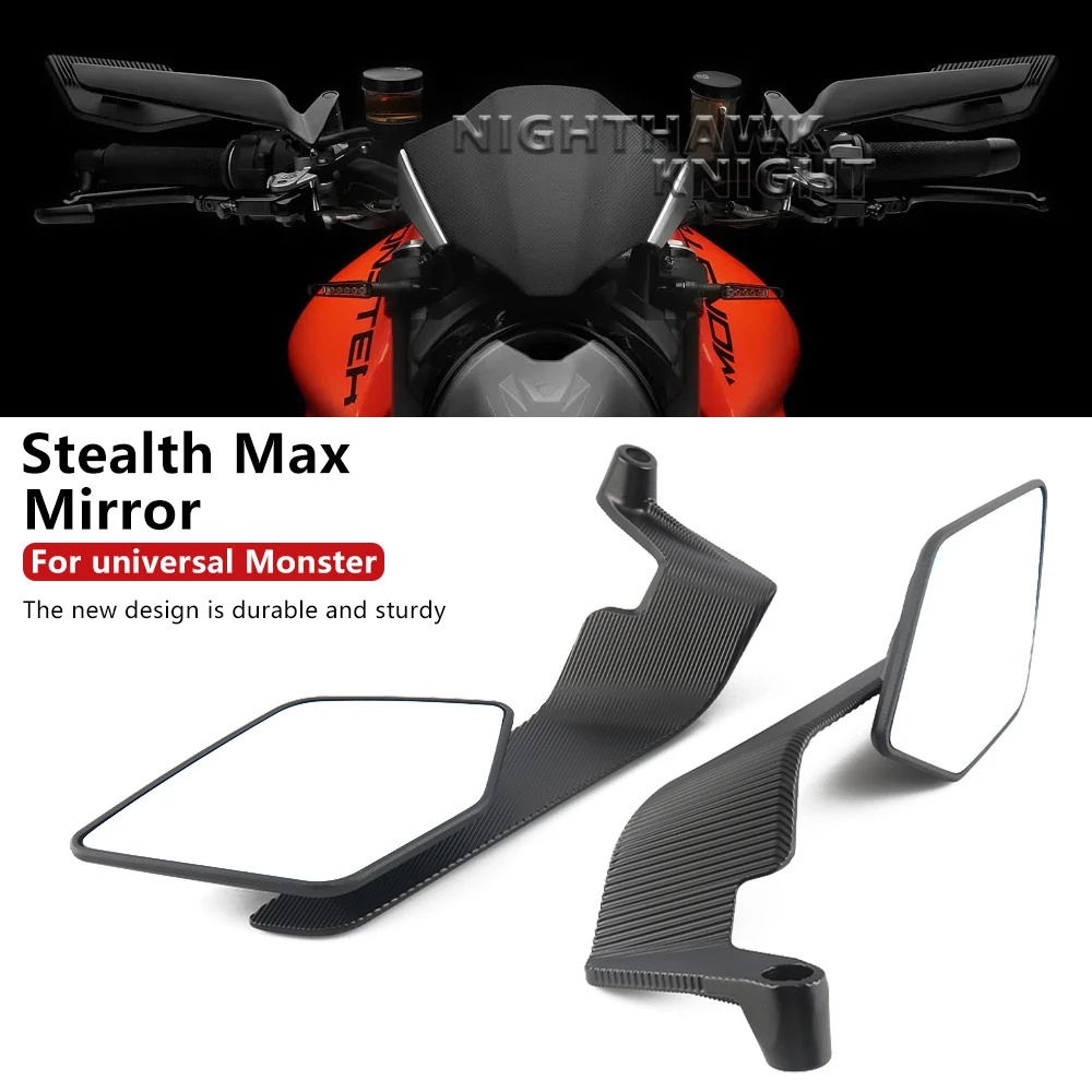 For Ducati Monster 1200 950 937 821 797 796 795 696 695 Motorcycle Accessories Stealth Max Mirror Rotatable Rearview Mirrors