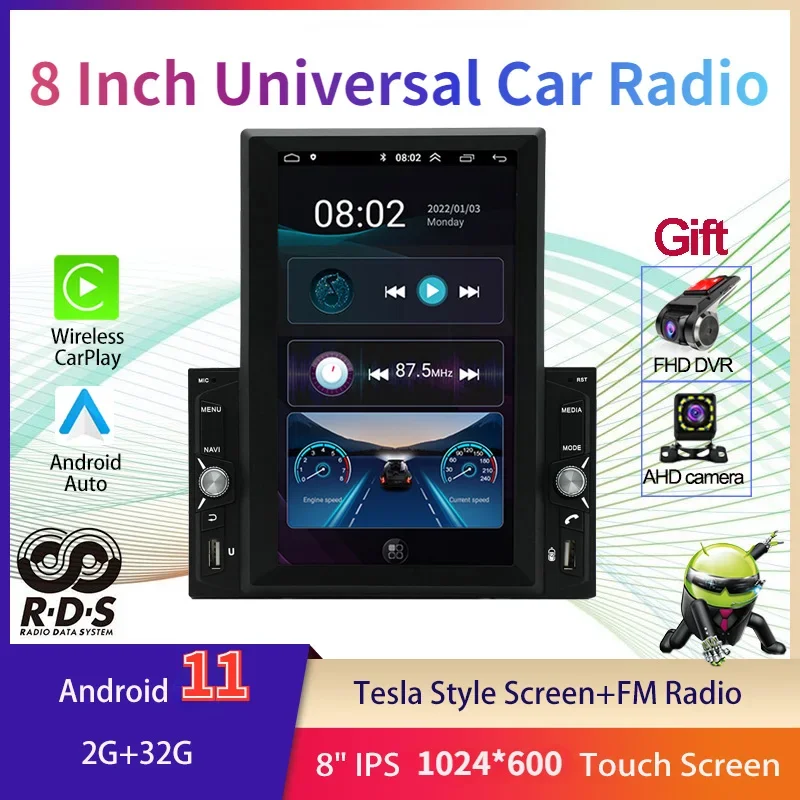 

8" Universal Auto Stereo Radio Multimedia Player 2Din Android Tesla Style Car GPS Navigation For Nissan Hyundai Kia Toyota Honda