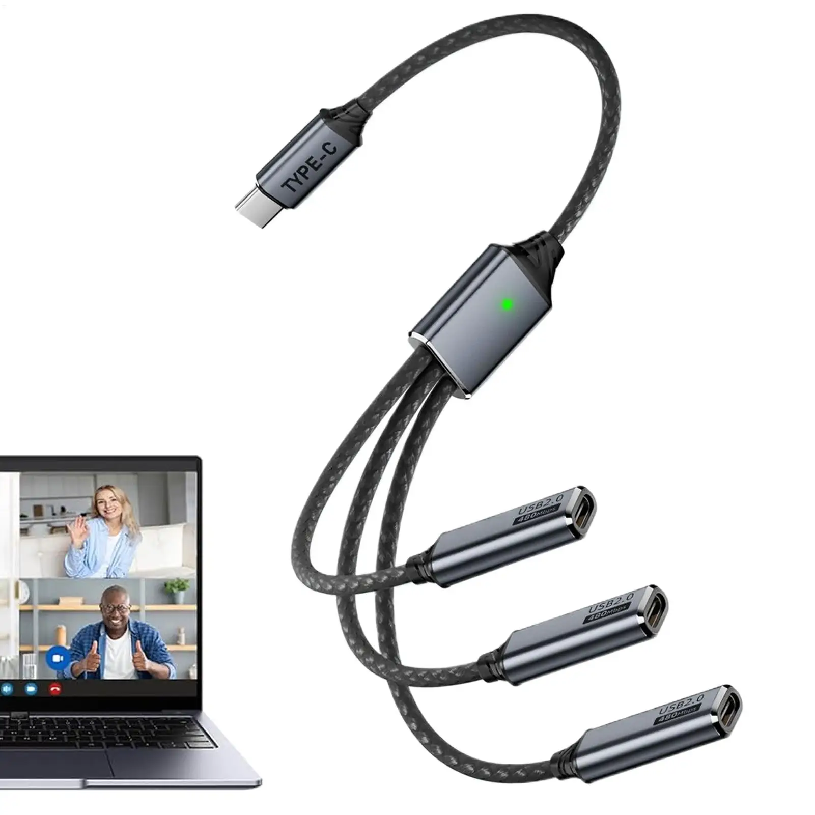 

USB Multiple Charging Cable Type c data cable one to three supports OTG charging USB expansion dock splitter Automobile Supplies