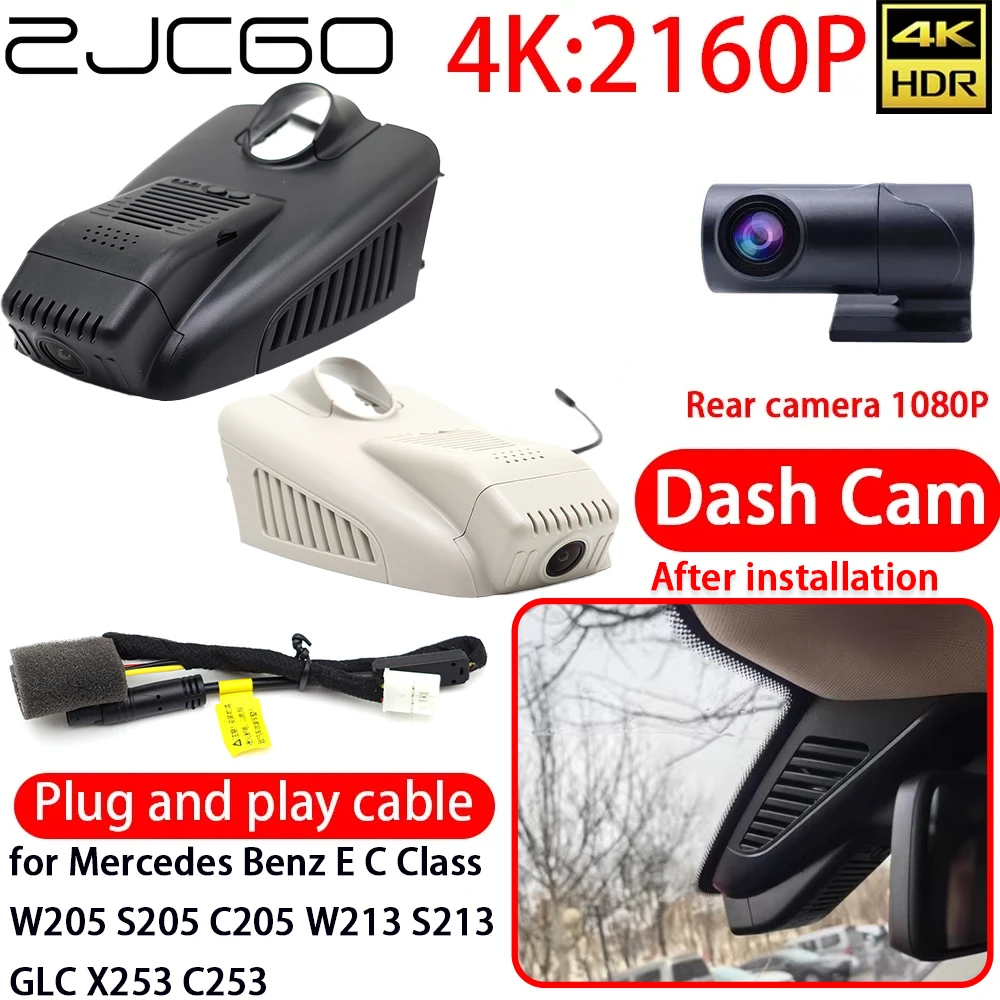 

ZJCGO 4K DVR Dash Cam Wifi Front Rear Car Camera 24h Monitor for Mercedes Benz E C Class W205 S205 C205 W213 S213 GLC X253 C253