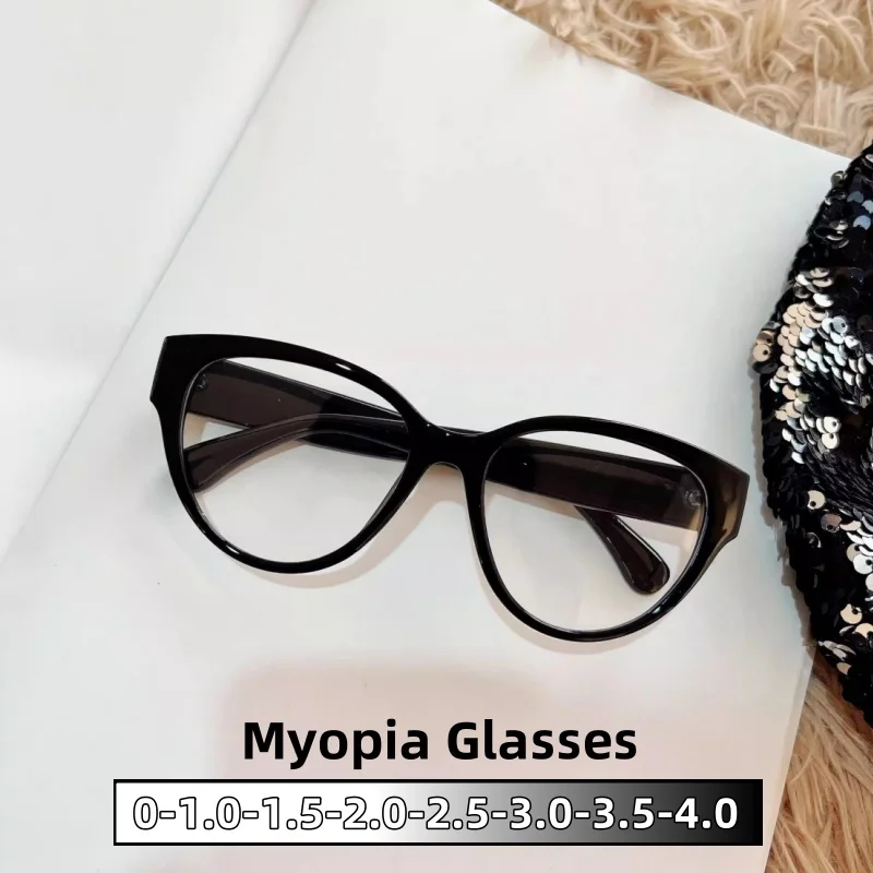 

Cute Cat Eyes Black Frame Myopia Glasses Vintage Big Frame Love Heart Gentlewoman Nearsighted Eyeglasses Diopter 0 To -4.0