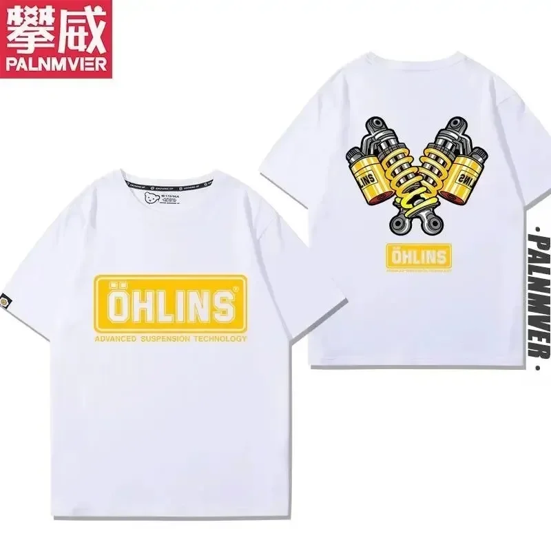 

OHLINS Motorcycle Shock Absorbers Modified T-shirt Fashion Big Size Casual Short Sleeve Streetwear Classic Print New Arrival Tee