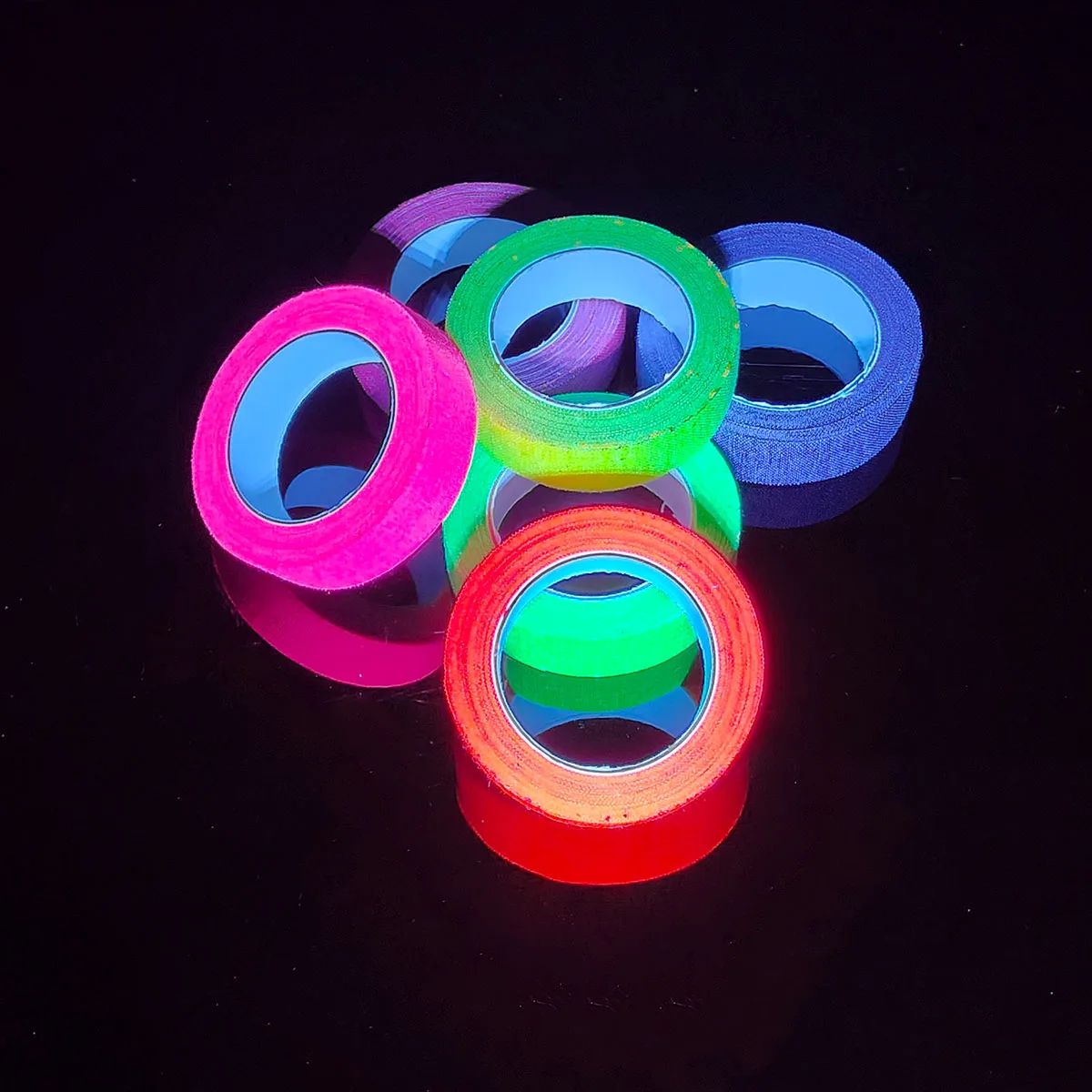 6-Pack Neon Fluorescent Tape Set 6 Vibrant Colors Uv Reactive For Black Light Parties & Crafts