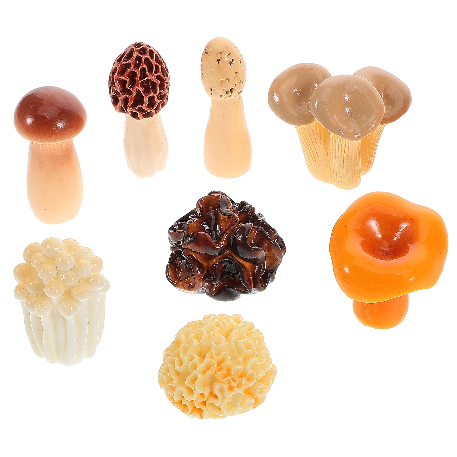 

8pcs Mini Mushrooms For Crafts Realistic Resin Figurines Tiny Mushroom Decoration For Artificial Vegetables Hot Pot Dishes Foods