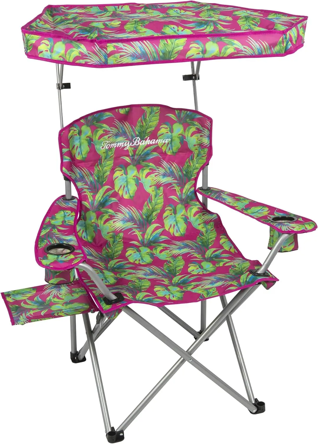 

Складное пляжное кресло Tommy Bahama Extra-Wide с максимальным тентом-навесом, боковым столиком и подстаканниками, ширина 25 дюймов, портативное для кемпинга на открытом воздухе