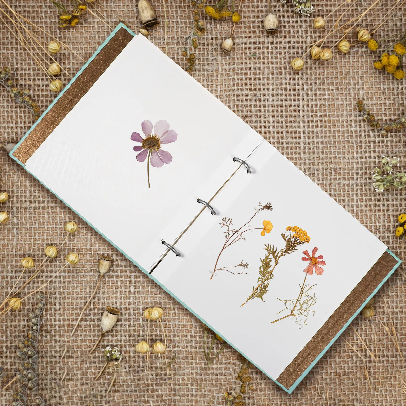 Self Adhesive Scrapbook Album Botanical Loose Leaf Floral Keepsake Book for Dried Flower Preservation Wedding Guestbook and