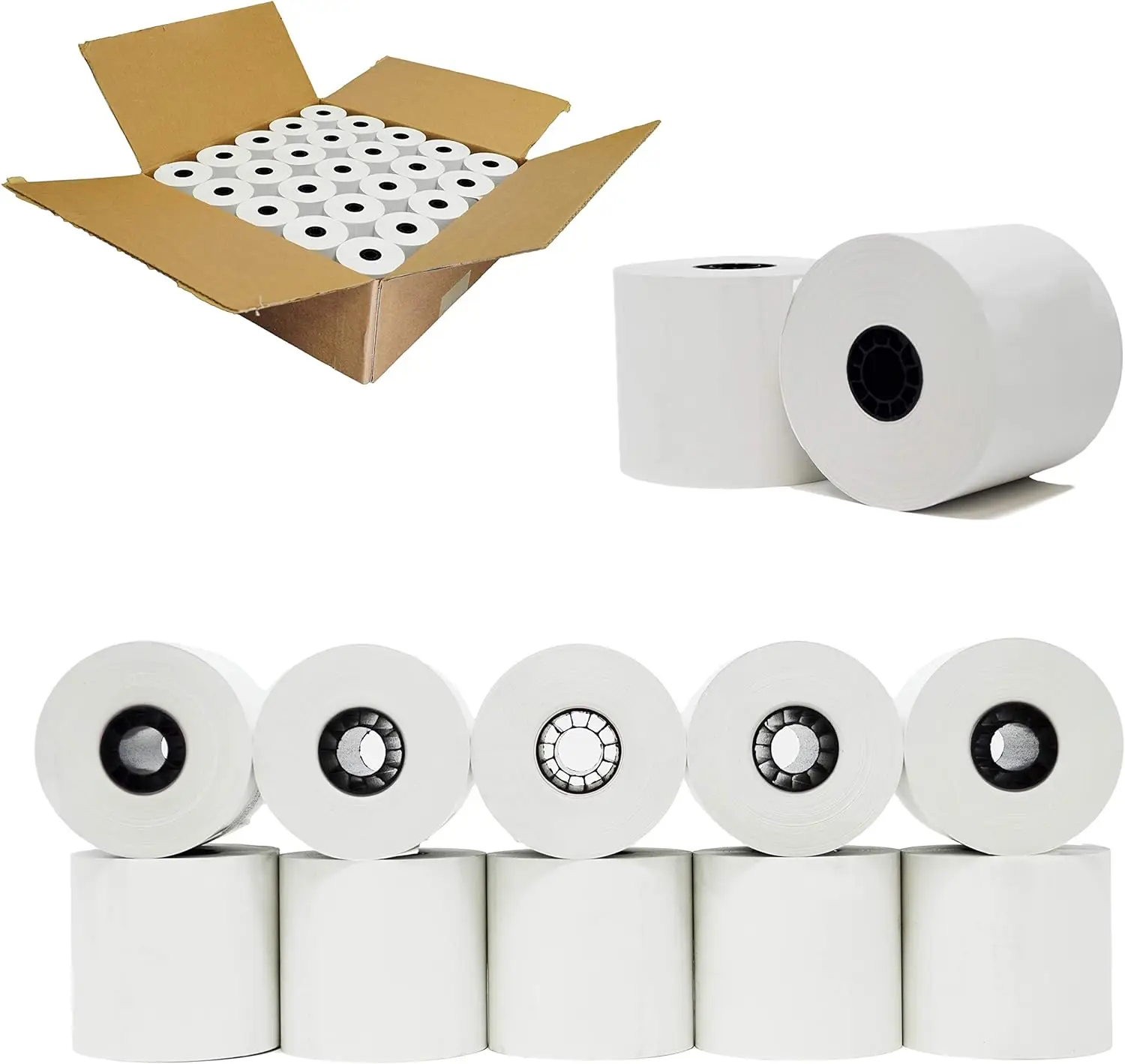 Rollo de papel térmico de 1 capa, cinta de caja registradora sin BPA, afilada, 01PU, 01PU, ER-A520, 48 Gsm de grosor, 2 rollos de 1/4x230 pies