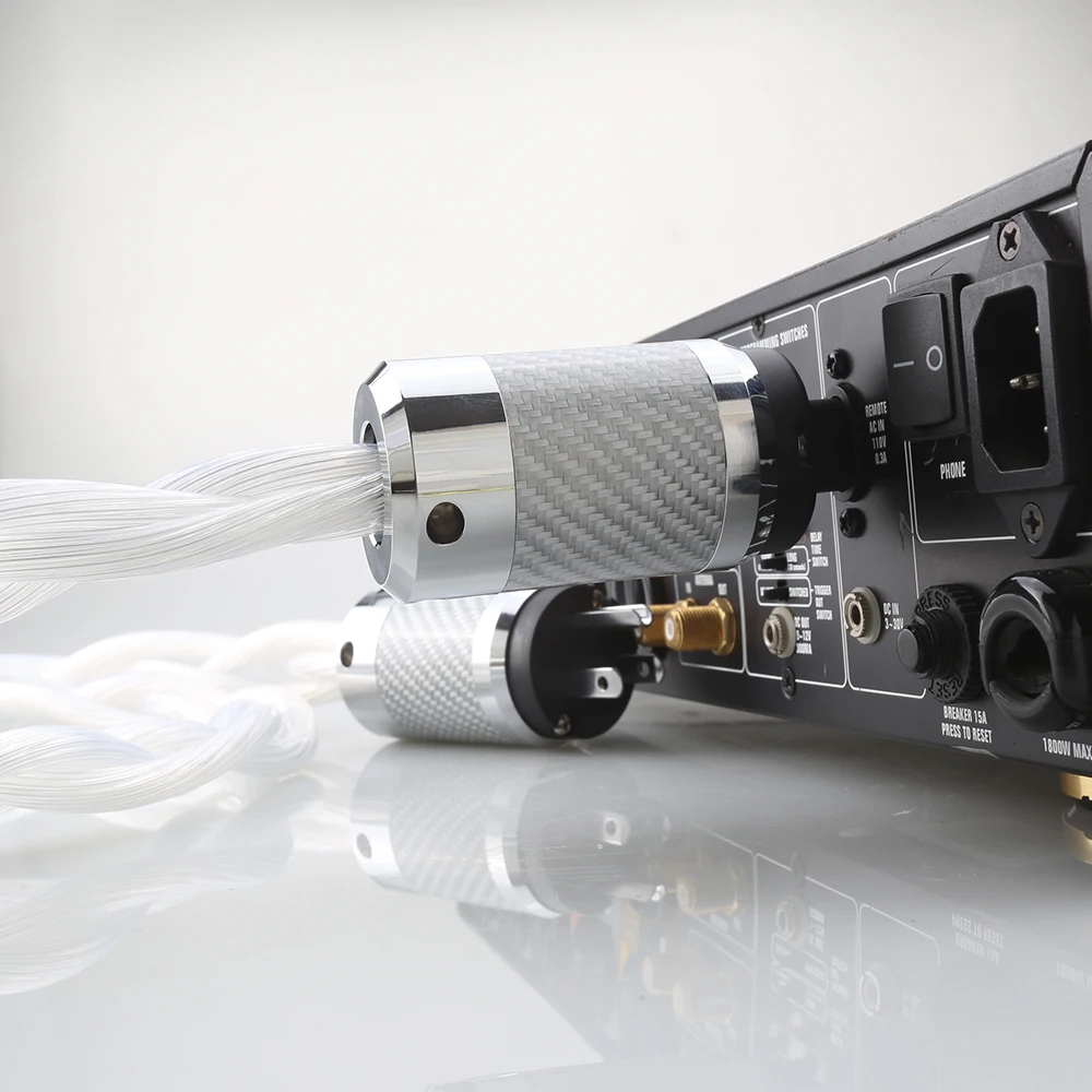 5N OCC US & EU AC Audiophiles Audio-Verstärker DAC Filter HIFI Silber Stromkabel aus Kohlefaser mit Figure 8 IEC C7 Buchsenstecker – Detail 2