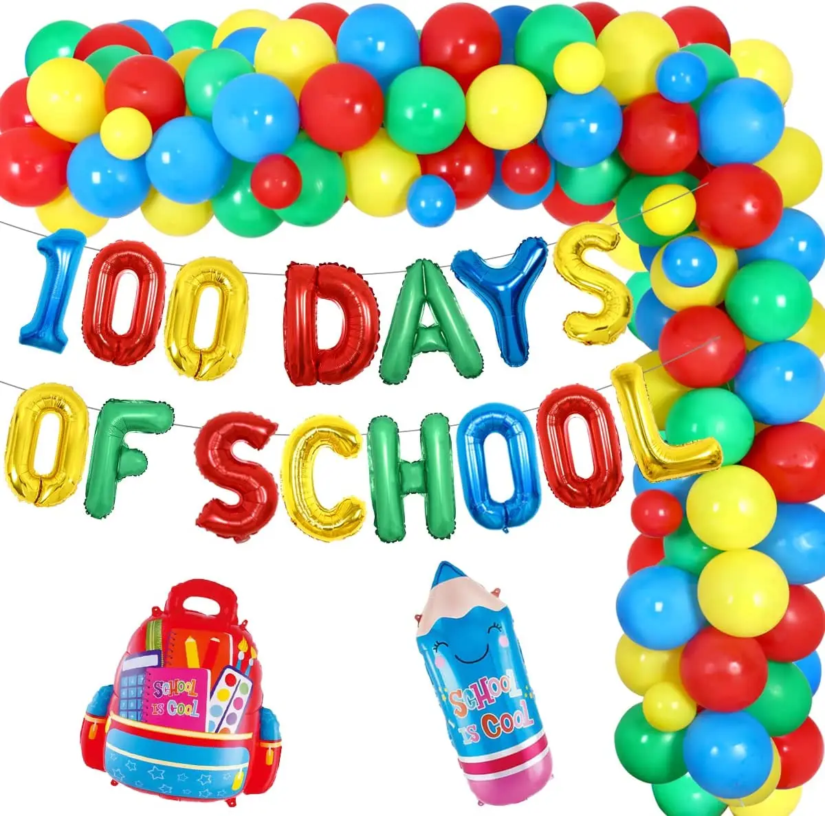 

Balloon Garland Kit with Bag and Pencil, Party Decorations, Kindergarten, Pre-School, Happy 100th Day, 100 Days