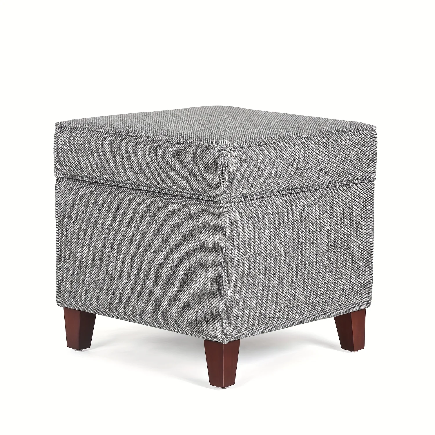 

Compact Storage Ottoman Featuring a Hinged Lid, Designed in Light Gray Faux Linen Fabric with Durable Wooden Legs, Perfect As a Footrest