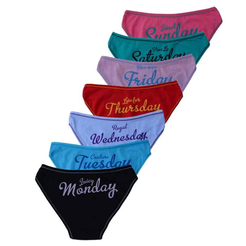 Women cotton panties girls underwear set every weekdays sexy Ladies bikini knickers briefs lingerie for women M-XXL 7 pcs/lot