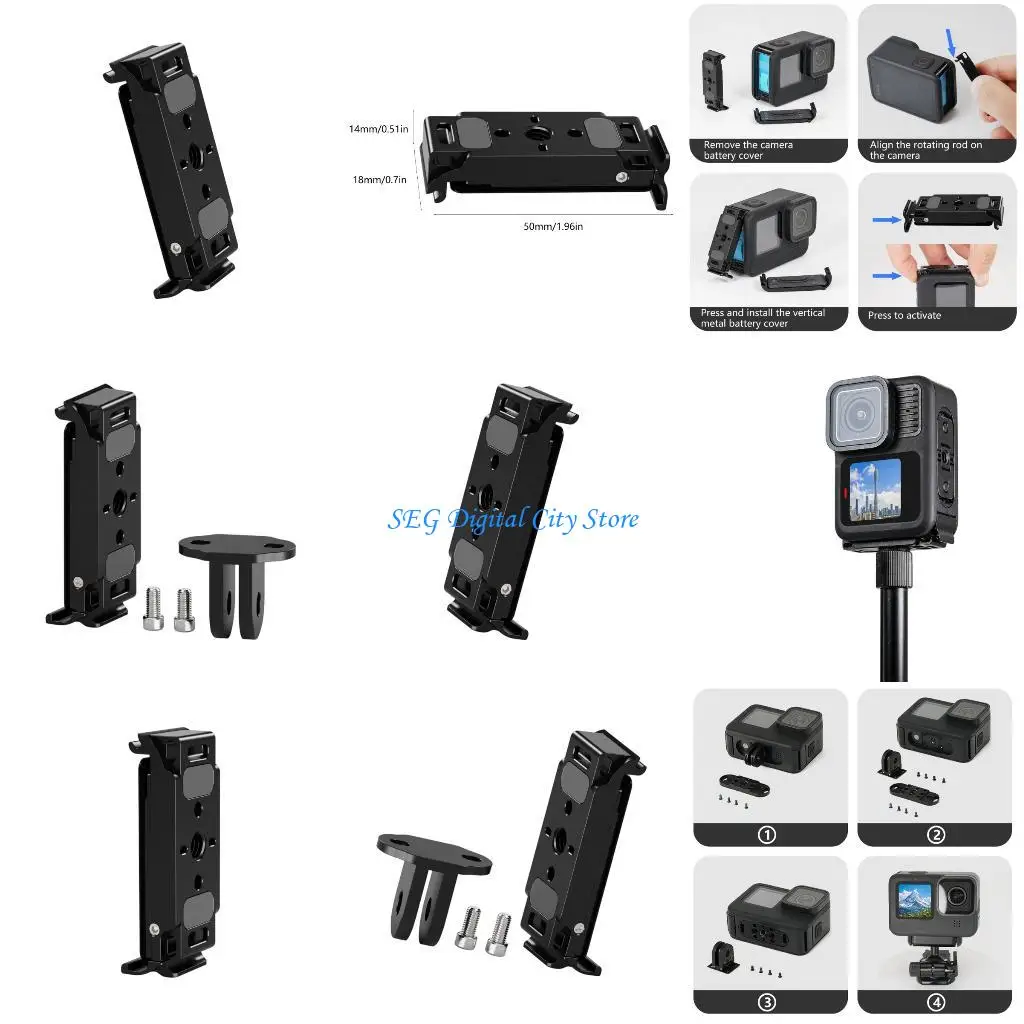 

U75B On Replacement Battery Door for 13/12/11/10/9 Action Camera Waterproof Design Aluminum Construction