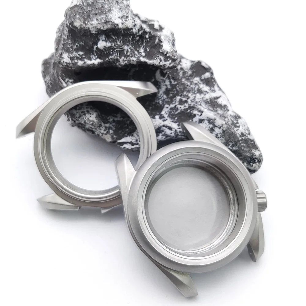 PARNSRPE Cassa per orologio argento opaco 41mm NH35 Impermeabile adatto NH35 NH36 Movimento meccanico automatico Vetro zaffiro