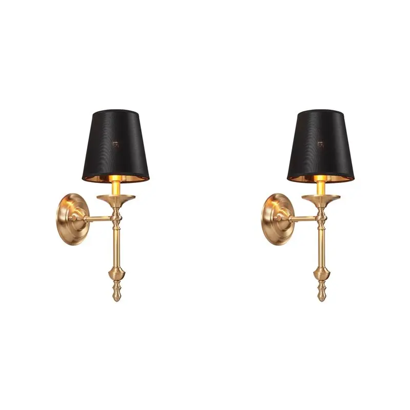 

【CHRISTMAS 】2X Europe Vintage Fabric Wall Lamp For Bedroom Living Room Decoration Iron LED Wall Lights Indoor Sconces