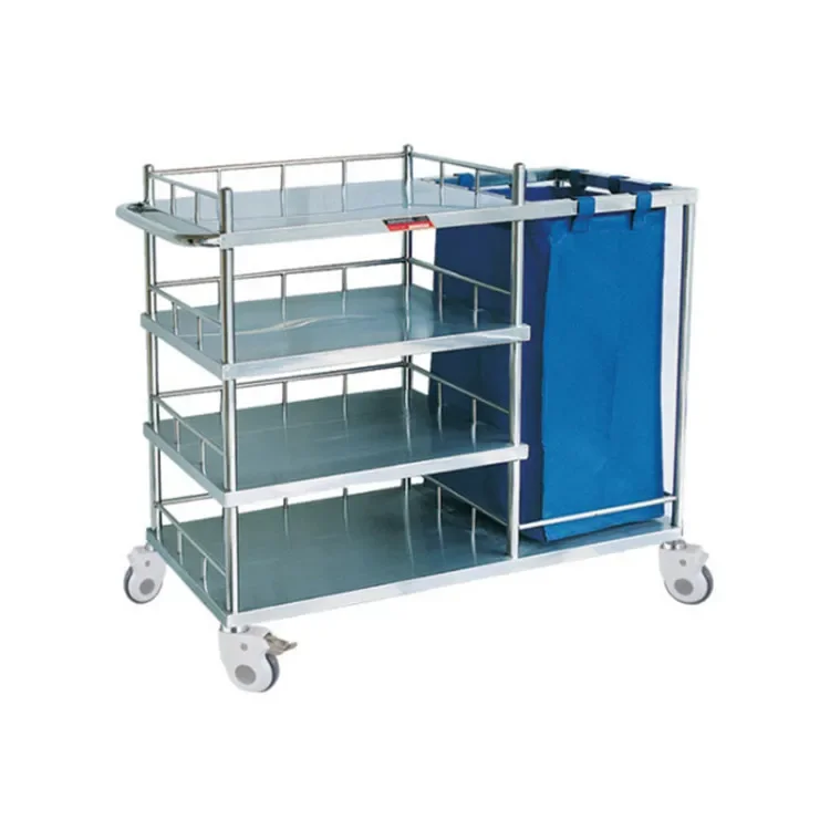 BT-SLT007 Cheap hospital S.S laundry hamper trolley stainless steel dirty linen cart with bag wheels price