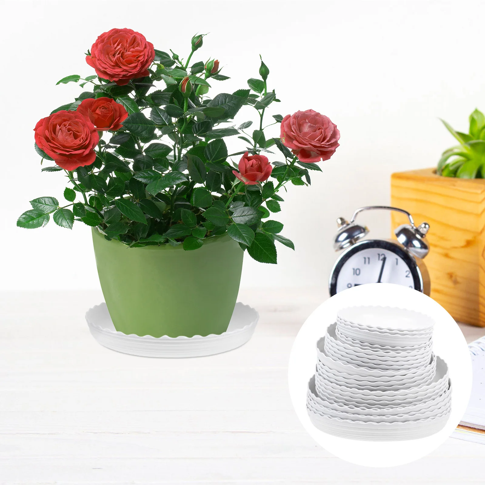 

25 pcs Flowerpot Thickened Plastic Potted Plant Trays For Indoor Outdoor Bonsai Round Water Trays Gardening Pot Base