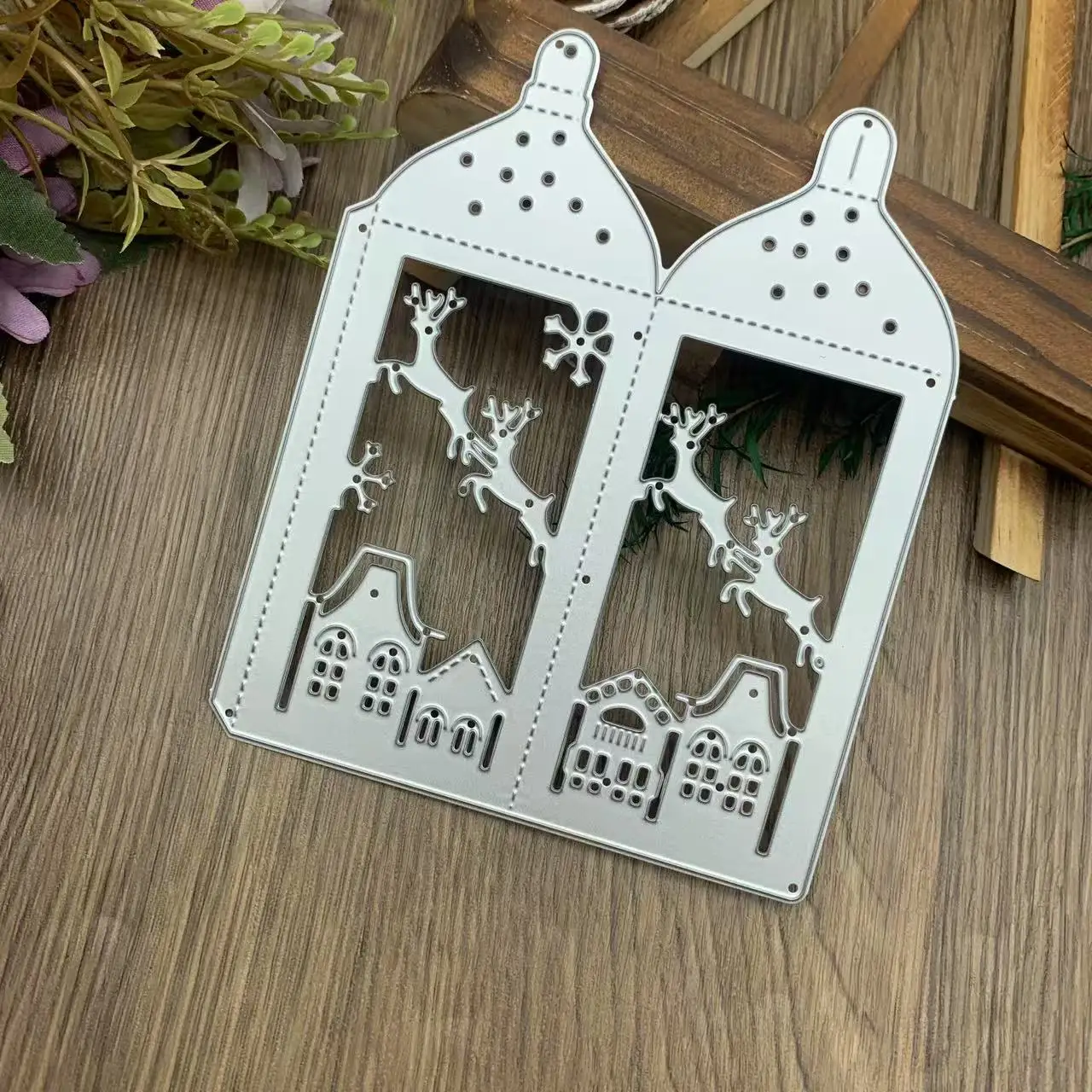 Christmas Bottle Shape House Reindeer Metal Cutting Dies DIY Scrapbooking Card Craft Die