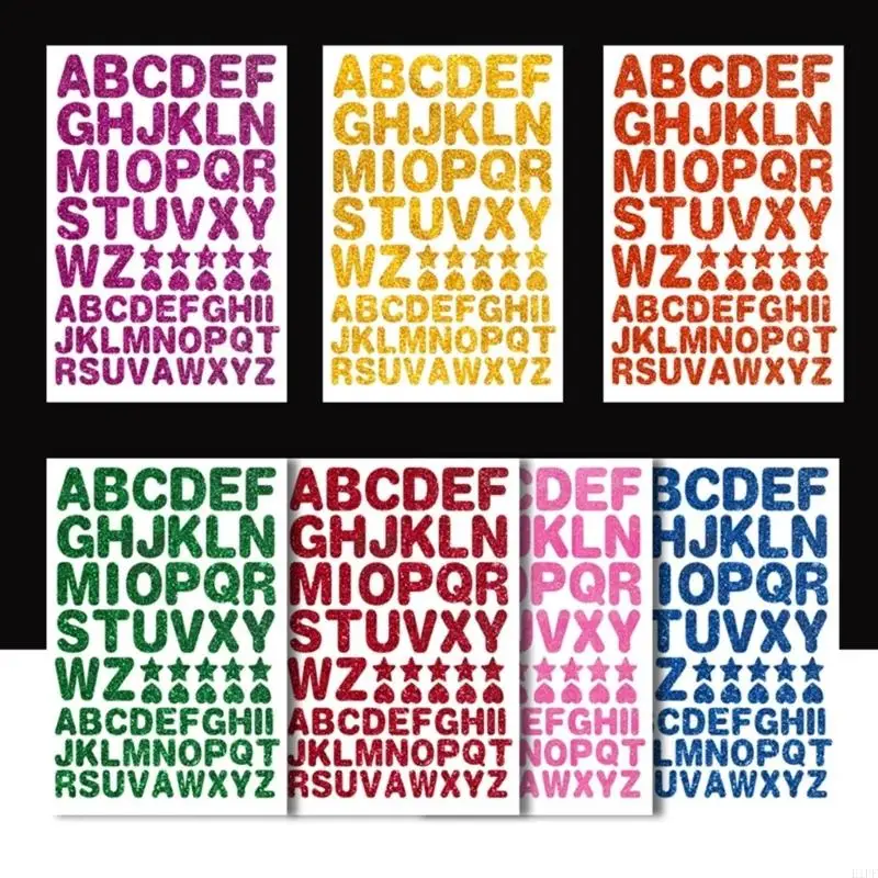 E1PF Colorful Sparkling Letter Sticker for Kid Handmade Craft Classroom Decoration
