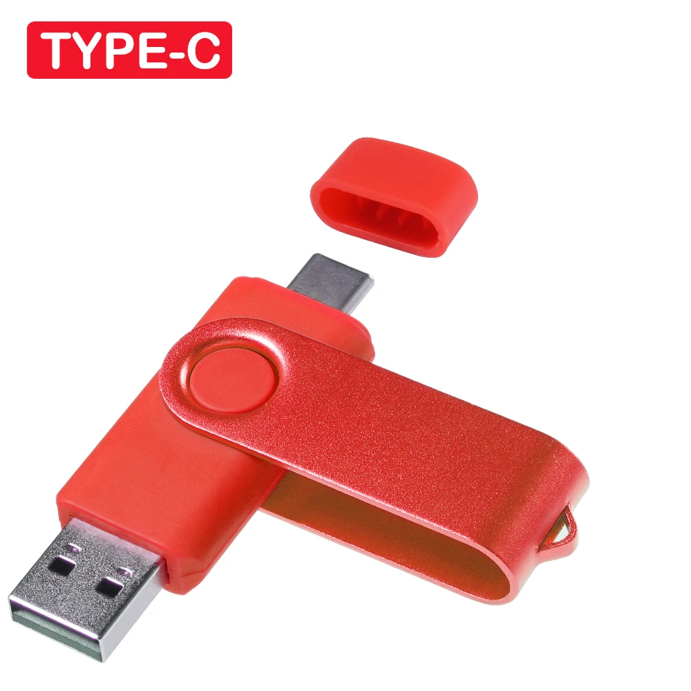 128GB TYPE-C 2-in-1 2.0 USB-Stick Drehbarer Pen Drive Schwarz Speicherstick 64GB 32GB Rot Metall U-Disk Geschäftsgeschenk – Detail 9