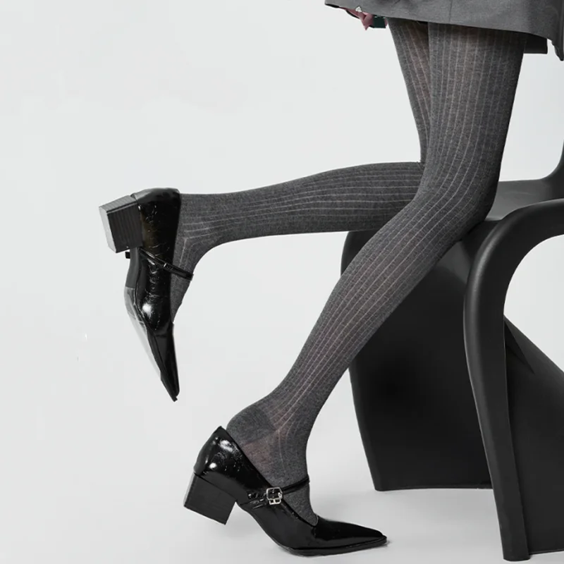 Black Gray Tights Women Sexy Lingerie Thigh High Stockings Pantyhose Female Hosiery Striped High Waist Body Stocking Women Tight
