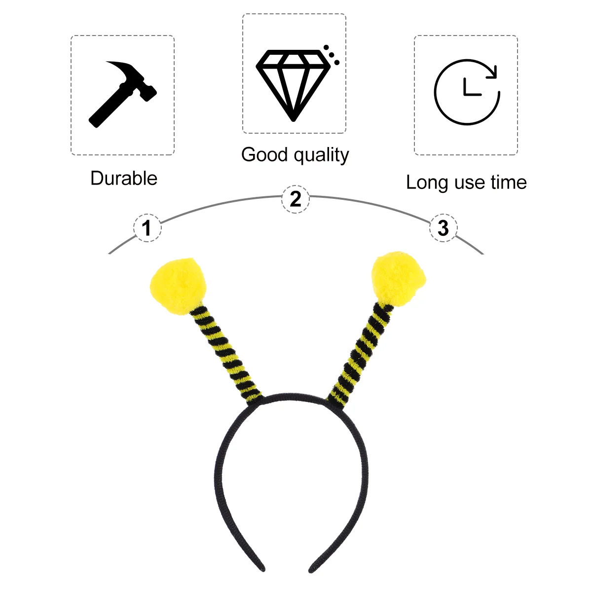 Diadema con antena de abeja para mujer, 12 piezas, aros para el pelo, cierre para el pelo, accesorio para disfraz, tocado para el pelo