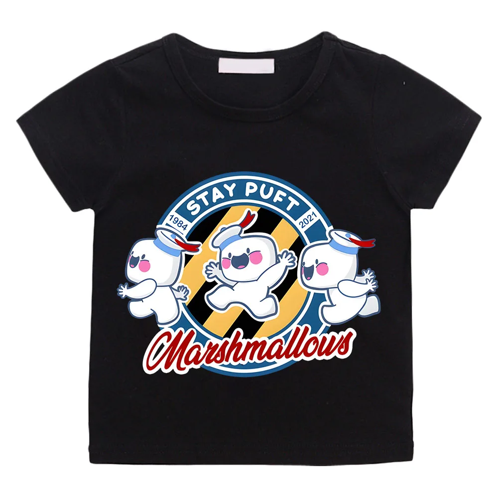 Ghostbusters koszulka dziecięca z nadrukiem T Shirt dla dzieci 100% bawełna z krótkim rękawem dziewczyny/chłopcy ubrania śliczne letnie topy Tee Cartoon