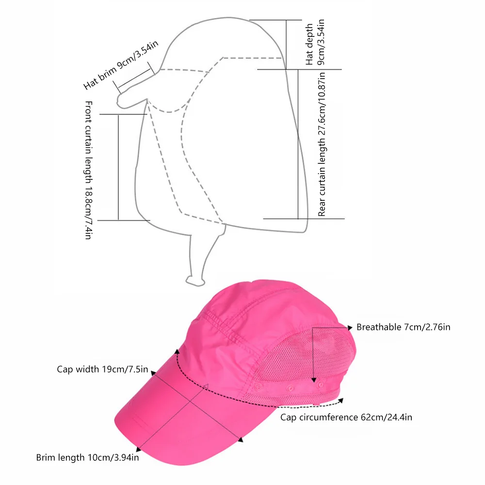 Sombrero de pesca con protección solar UV para hombre y mujer, gorra de béisbol transpirable con protección UV para el cuello y la cara, ideal para