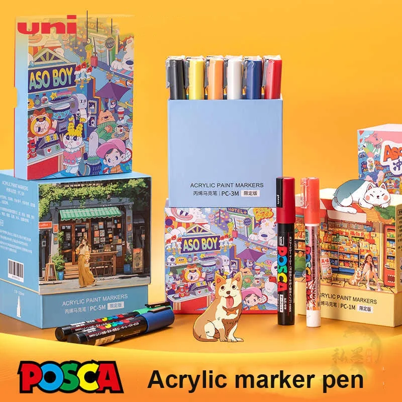 Uni-Stylo de marquage Posca, Édition limitée, Stylo à dessin étudiant, Coloriage pour enfants, Fournitures de graffiti d'art publicitaire bricolage, Nouveau