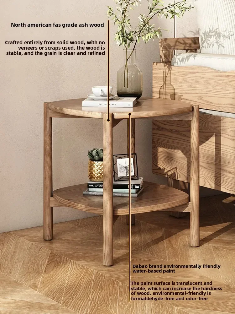 All-solid Wood Edge Sofa Corner Small Apartment Ash Wood Balcony Small Tea Tablel17
