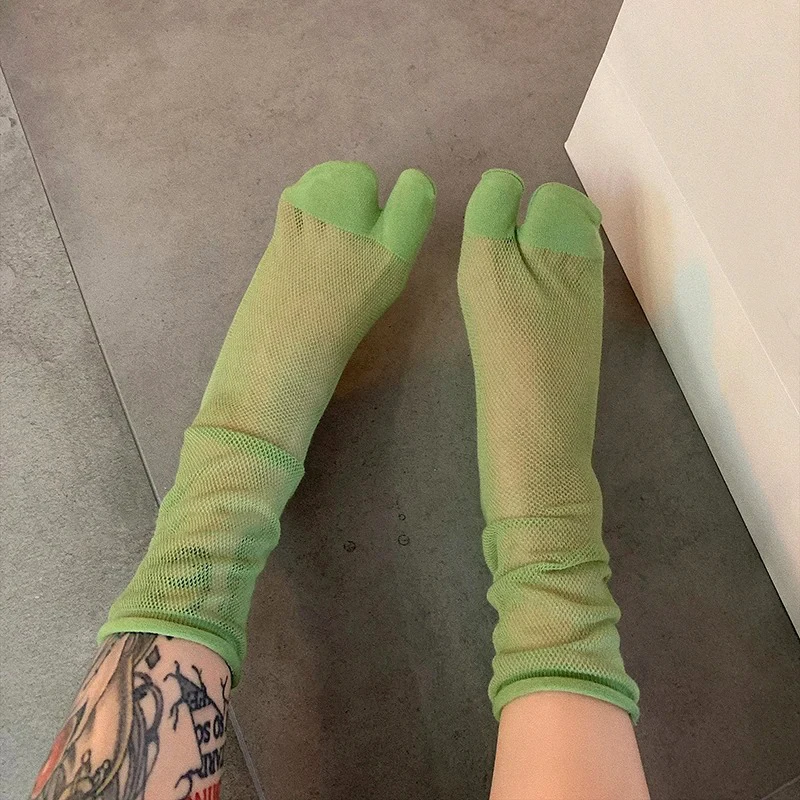 

1Pair Summer Ultra-Thin Split Toe Socks for Women Men oft Combed Cotton Two-Toed Mesh Sock Japanese Harajuku Tabi Socks