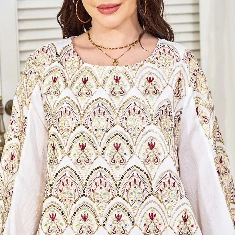 Robe เสื้อผ้าโรงงานใหม่ลูกปัดหลวมจี้ชุดดูไบชุดสตรี Robe Abaya Ramadan ดูไบหรูหราอิสลาม Elegant