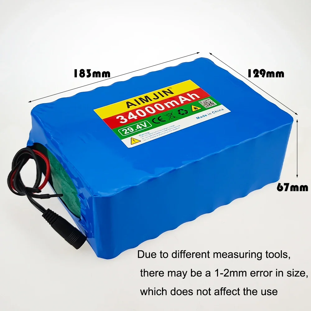 24V 34Ah 18650 Lithium 7S10P battery pack  with BMS，29.4V battery For E-boat scooter wheelchair