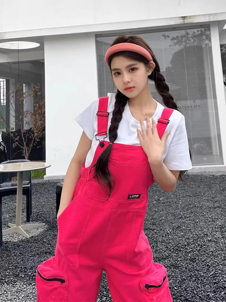 

Розовые комбинезоны женские летние, новый американский дизайн, широкие штанины, сексуальные цельные брюки, с высокой талией, длинные, повседневные