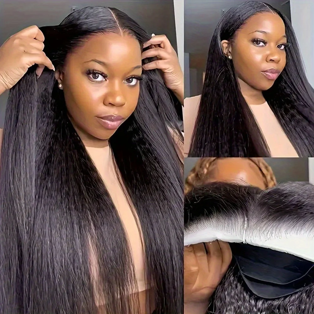 

Парик из натуральных волос 5x5 Kinky Straight 4C Edges, 13x4 Lace Front, Yaki Straight, для женщин, плотность 250%