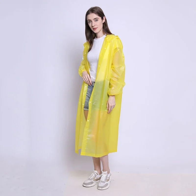 Women Man Raincoat Adult Clear Transparent Camping Rainwear SuitThickened Waterproof Rain Poncho Coat