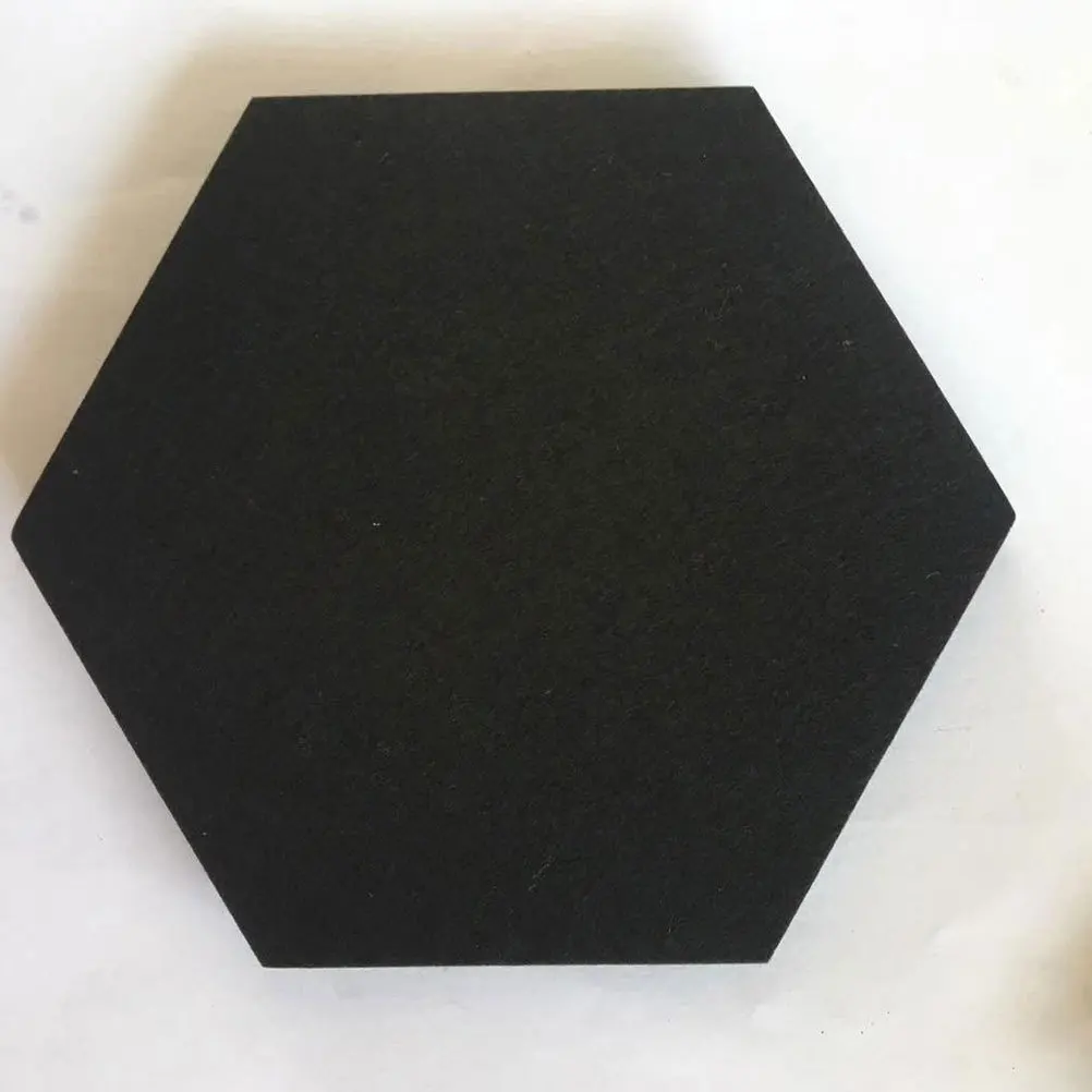 6Pcs Black Hexagonal Notice Board Adhesive Wall Sticker DIY Photo Display Background Felt Tile Decor for Bedroom Cafe Message