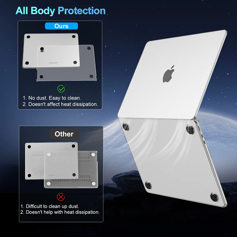 Casing Laptop untuk MacBook Air 13 inci M3 M2 2024 2022 rilis A3113 A2681 untuk Macbook Pro 14 M4 2024 penutup Pro 16 M4 2024