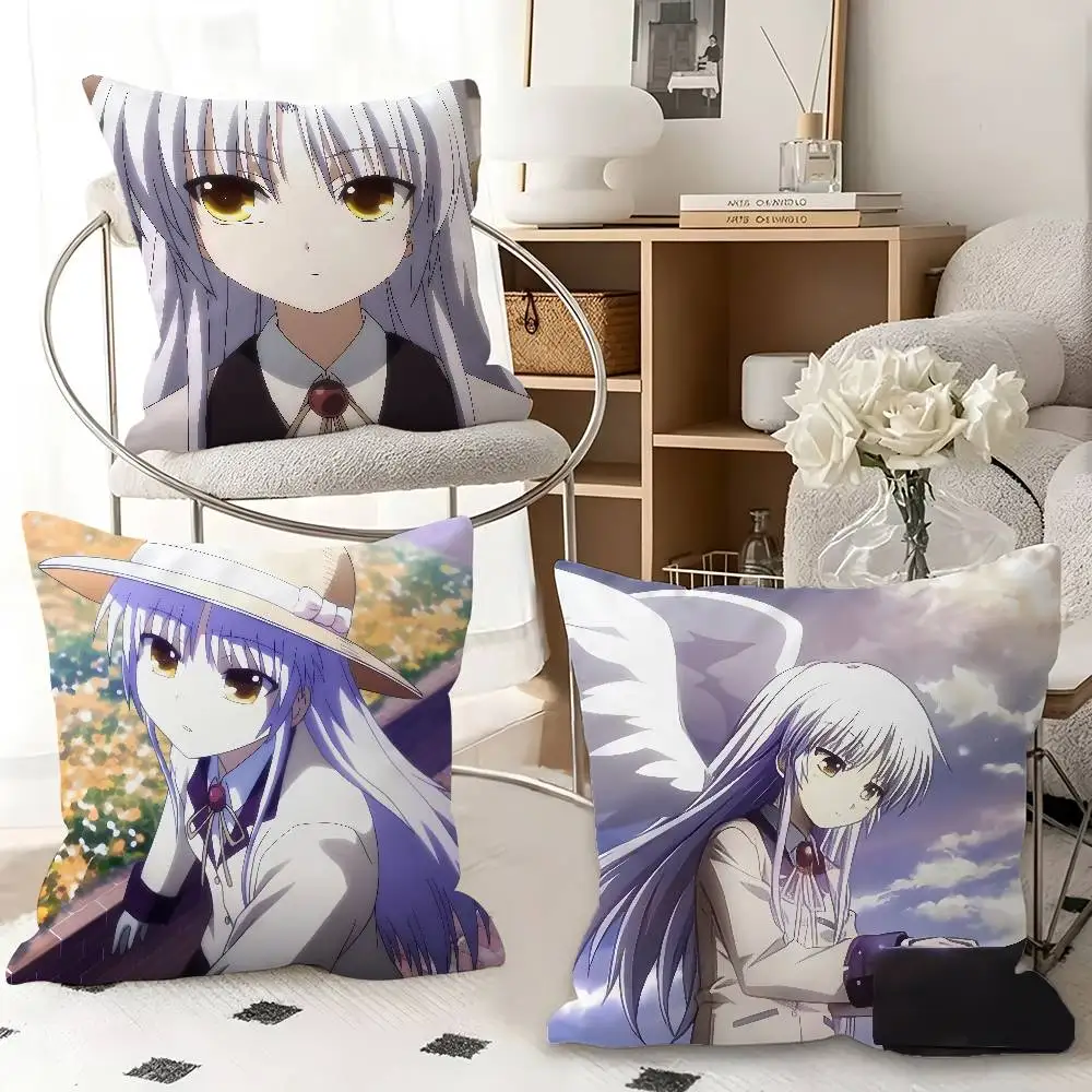 1pc Kanade Tachibana Angel Beats! Pillow Case Fashion Square Pillowcase Bedroom Sofa Room Ins Decoration Leisure