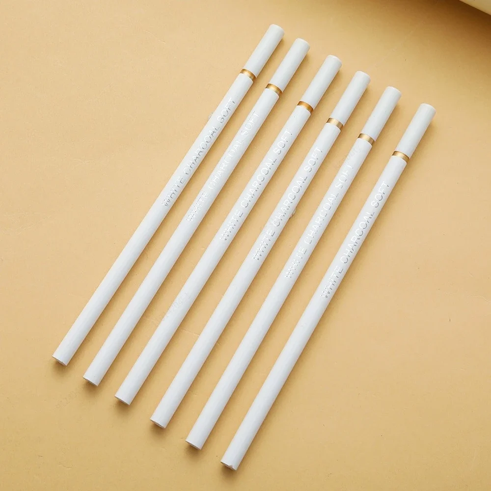 6Pcs/set White Charcoal Pencils Drawing Set Professional White Sketch Pencils for Drawing Sketching Chalk Pencils for Beginners image 2