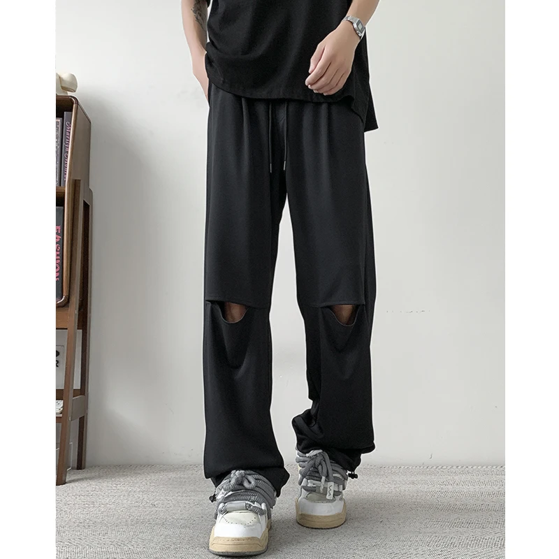 

Wide Pants Slacks Ice Silk Pants High Quality Brands Trousers for Men Harajuku Man Baggy New Straight Men's Clothing