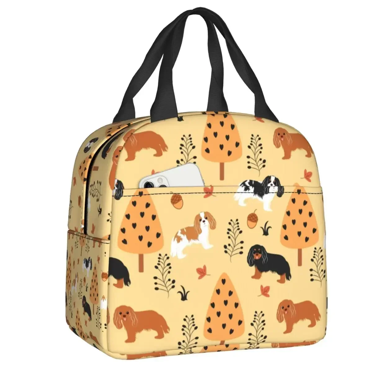 Cavalier King Charles Spaniel Insulated Lunch Tote Bag for Women Dog Lovers Portable Thermal Cooler Food Lunch Box School