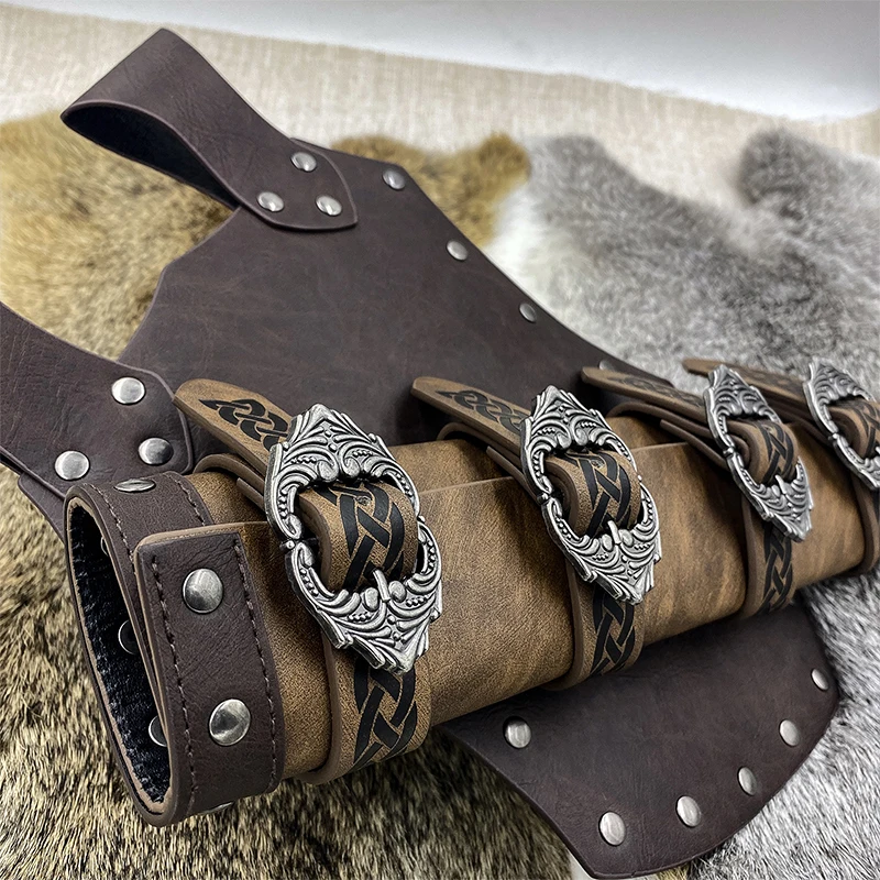 Medieval New Knight Scabbard Sword Holder PU Leather Waist Sword Sheath Cosplay Battle Weapon Rapier Ring Belt Strap Holster