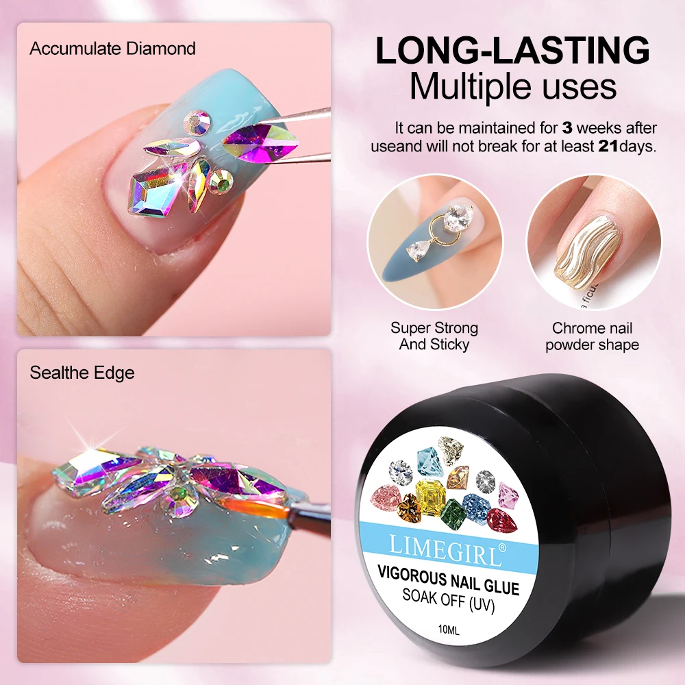 LIMEGIRL 8ML Zestaw żeli do paznokci Błyszczący żel UV do paznokci Półtrwały żel do paznokci z lampą LED Zestaw narzędzi do paznokci żelowych