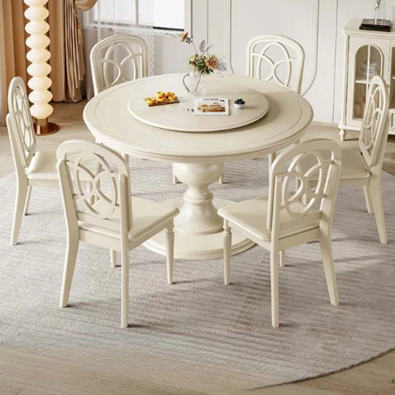 

Aesthetic Modern Wooden Dining Table Living Room Rotator White Table Restaurant Round Nordic Mesas De Jantar Unique Furniture