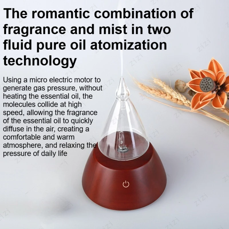 Silent Water Free Essential Oil Aromatherapy Machine Two Fluid Pure Oil Atomization Glass Wood Aromatherapy Machine