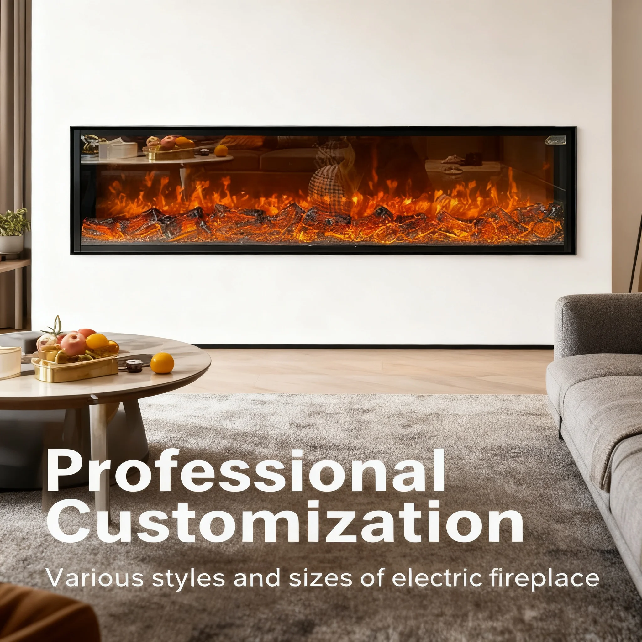 Fireplaces Electric Fireplaces 3D Built-in Heater Modern Electric Fireplace With Remote Control Indoor Decorative LED Flame